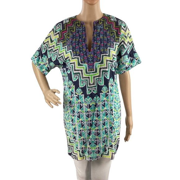Mara Hoffman Minda Tunic Dress Multicolor Geometric Tencel XS - Picture 1 of 7